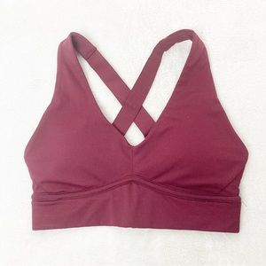 Fabletics crossover sports bra maroon removable pads XS